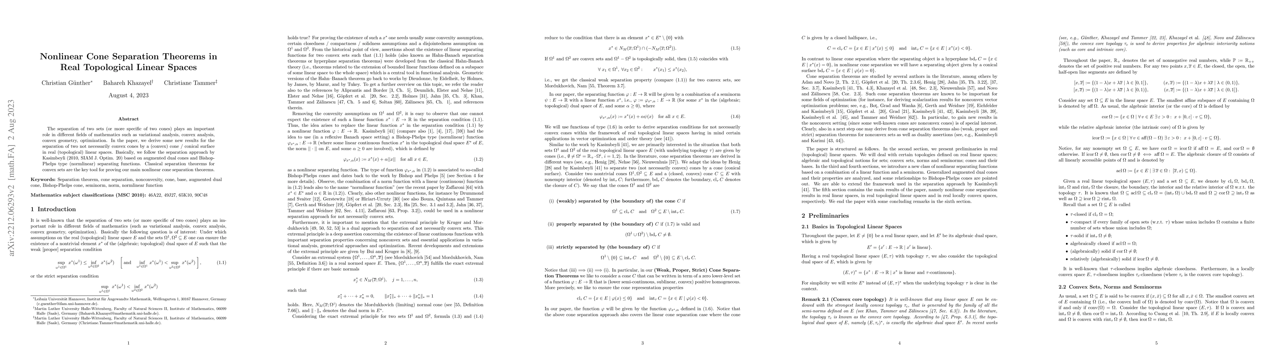 Thumbnail for Nonlinear Cone Separation Theorems in Real Topological Linear Spaces
