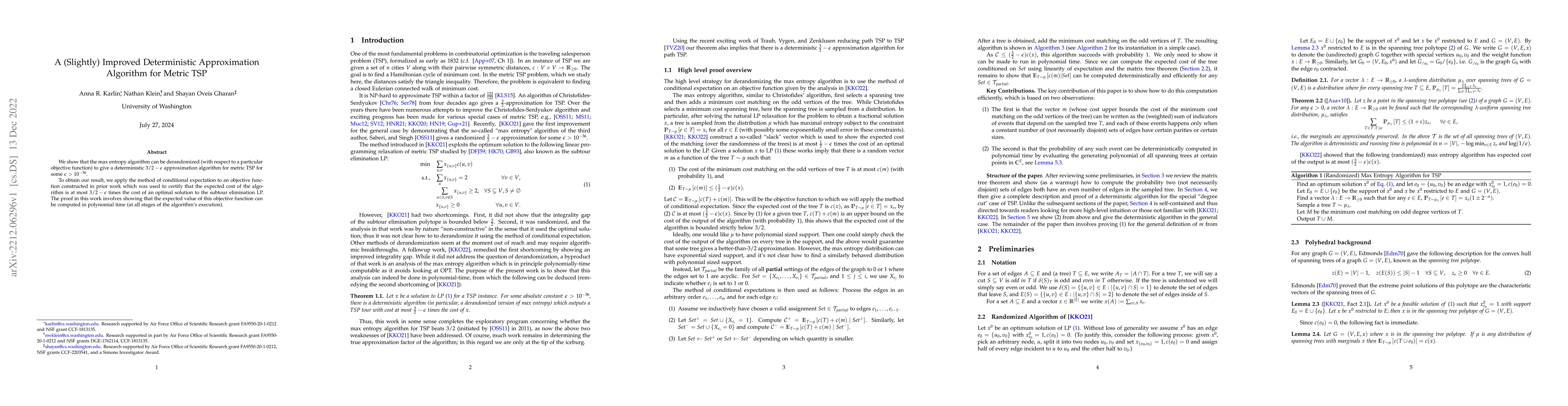 Thumbnail for A (Slightly) Improved Deterministic Approximation Algorithm for Metric
  TSP