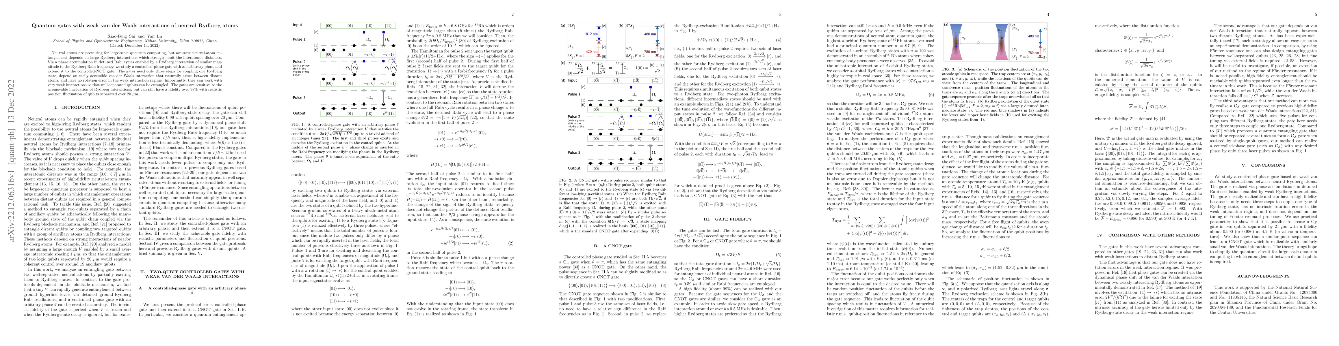 Thumbnail for Quantum gates with weak van der Waals interactions of neutral Rydberg
  atoms
