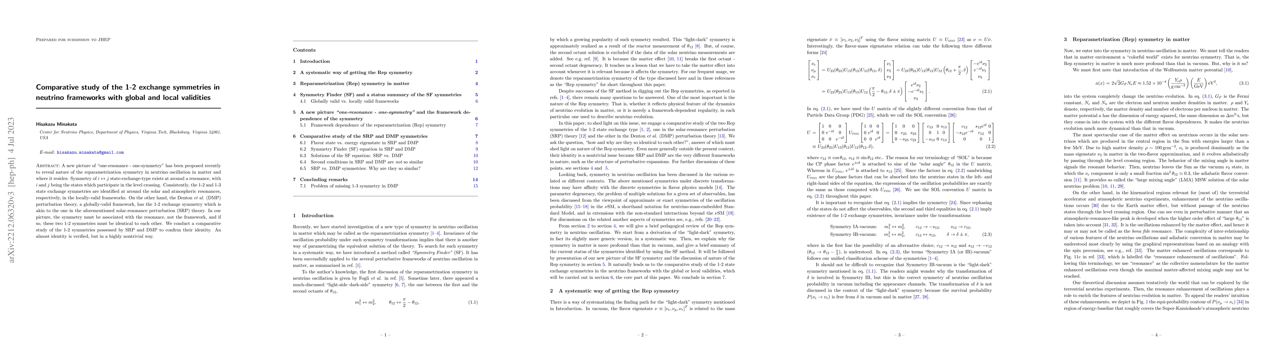 Thumbnail for Comparative study of the 1-2 exchange symmetries in neutrino frameworks
  with global and local validities
