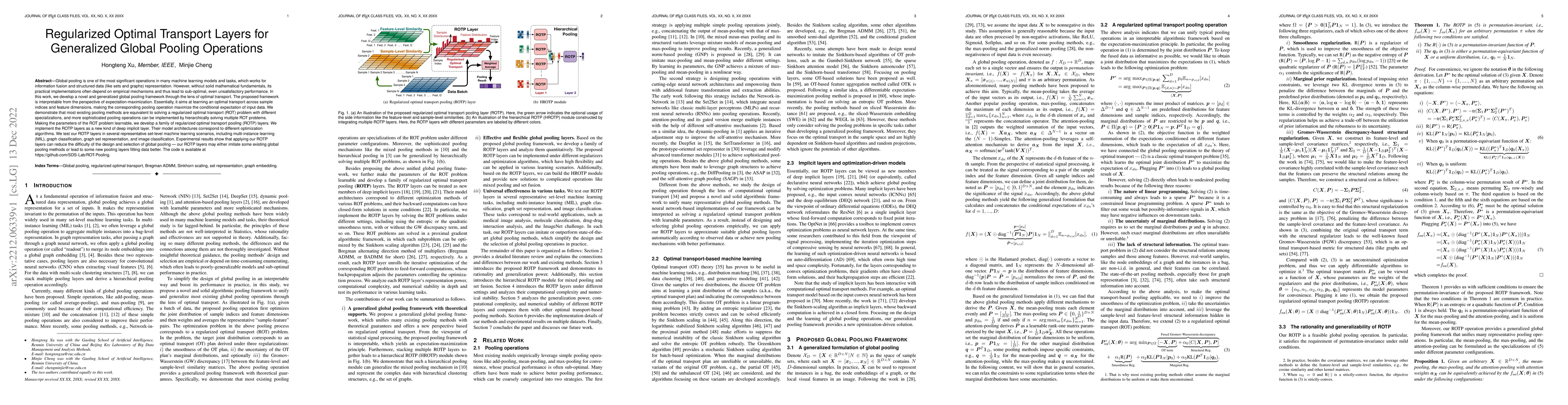 Thumbnail for Regularized Optimal Transport Layers for Generalized Global Pooling
  Operations