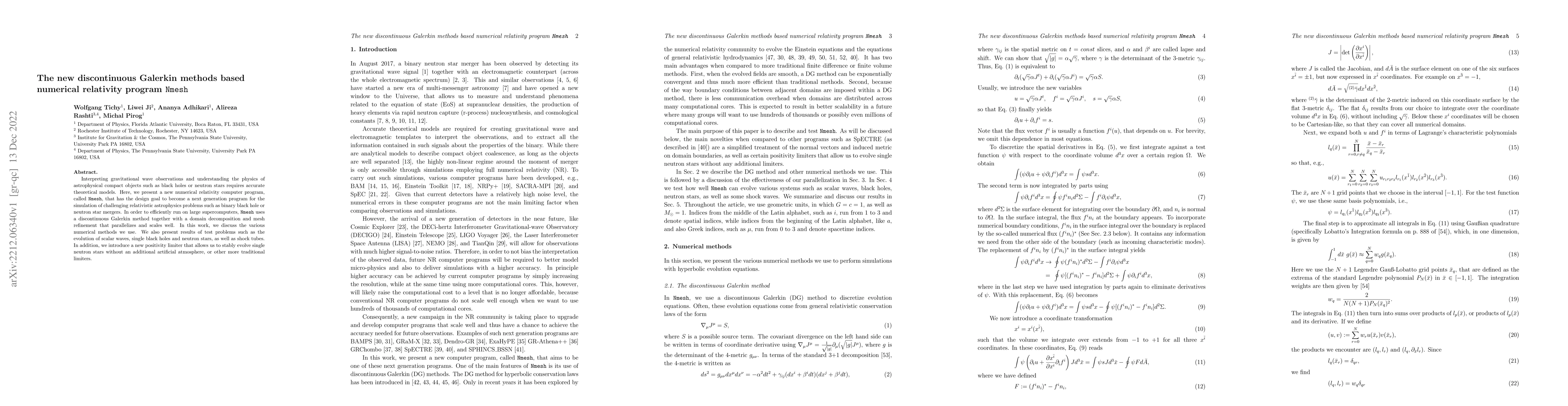 Thumbnail for The new discontinuous Galerkin methods based numerical relativity
  program Nmesh