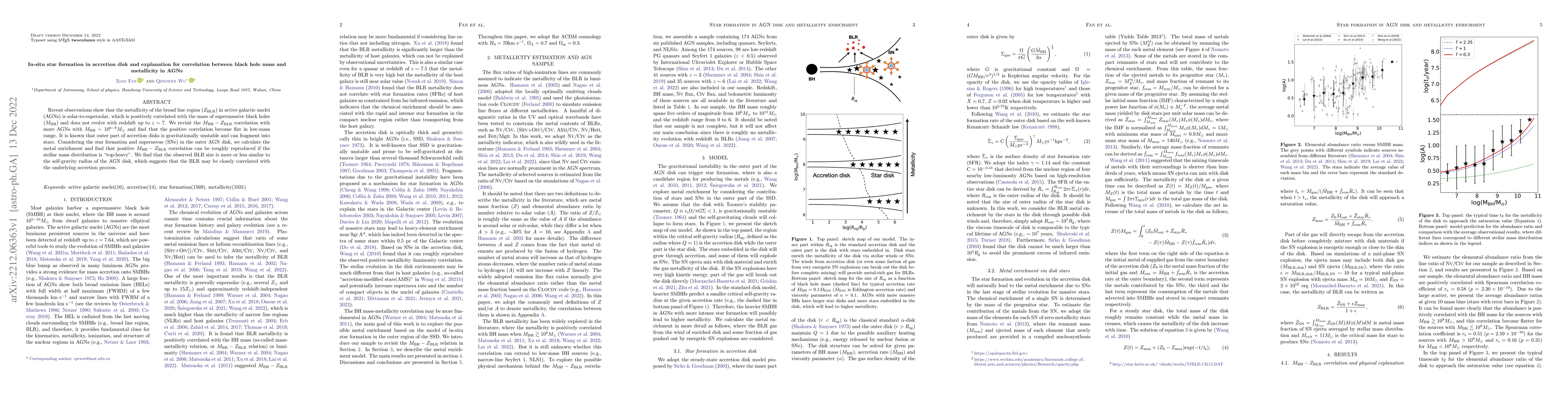 Thumbnail for In-situ star formation in accretion disk and explanation for correlation
  between black hole mass and metallicity in AGNs