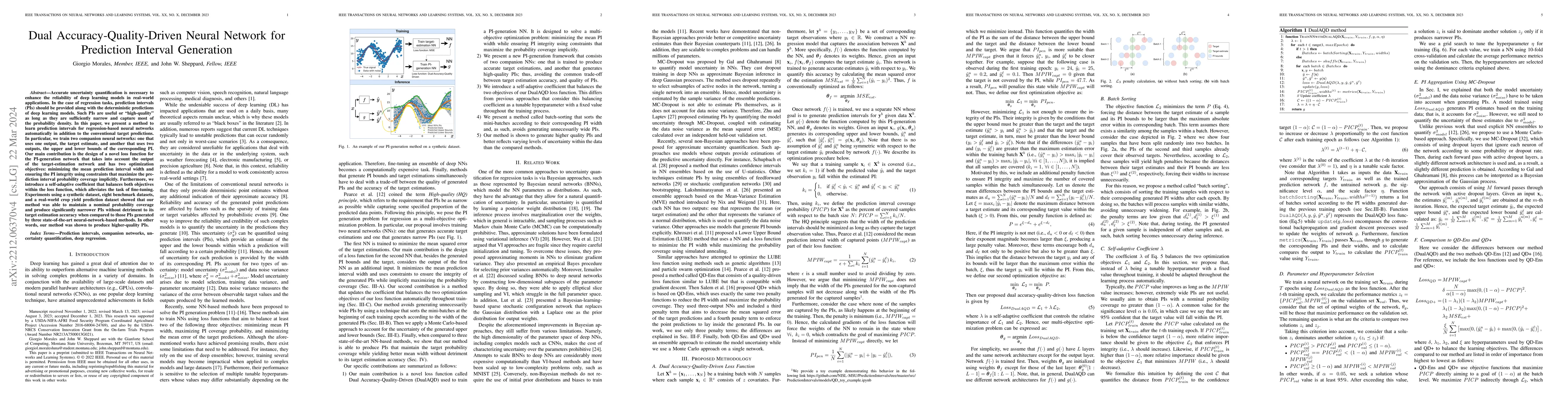 Thumbnail for Dual Accuracy-Quality-Driven Neural Network for Prediction Interval
  Generation
