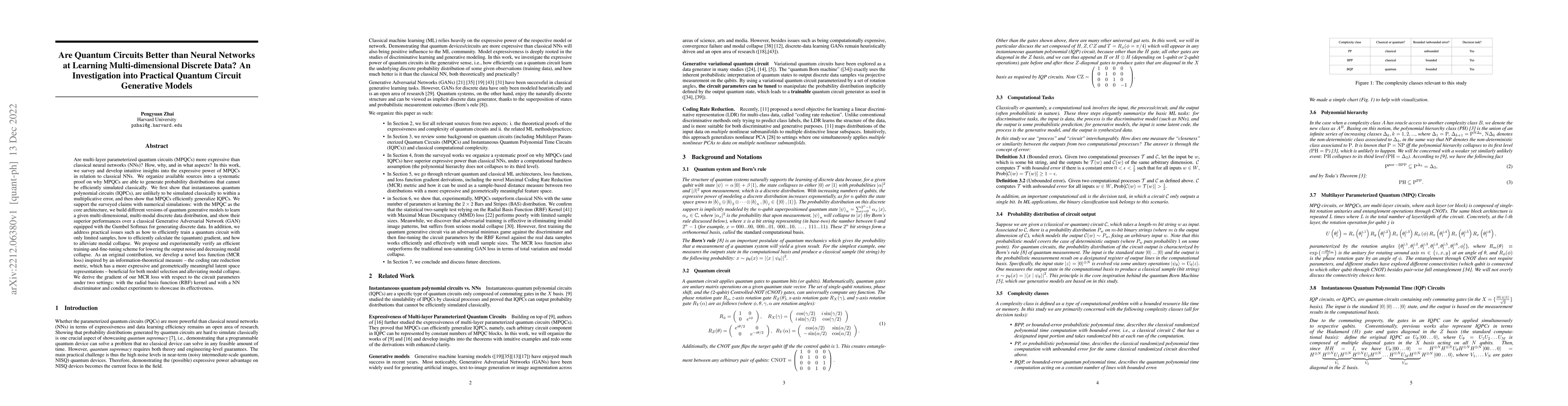 Thumbnail for Are Quantum Circuits Better than Neural Networks at Learning
  Multi-dimensional Discrete Data? An Investigation into Practical Quantum
  Circuit Generative Models
