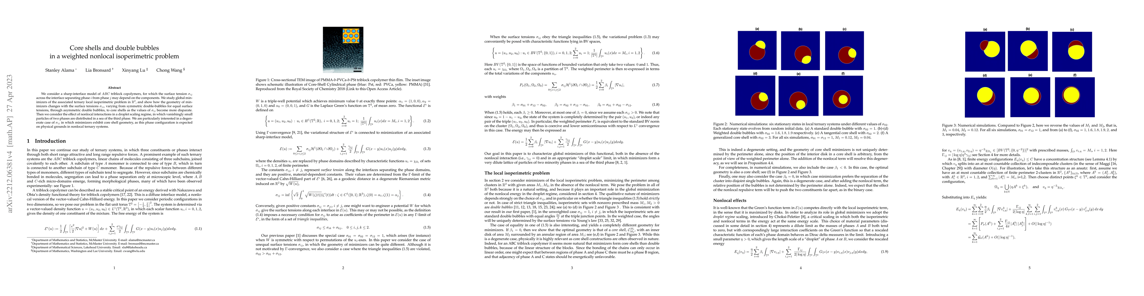Thumbnail for Core shells and double bubbles in a weighted nonlocal isoperimetric
  problem