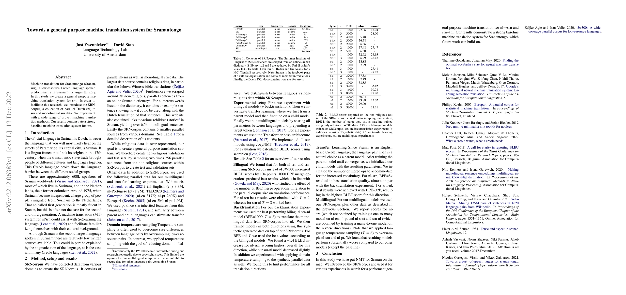 Thumbnail for Towards a general purpose machine translation system for Sranantongo