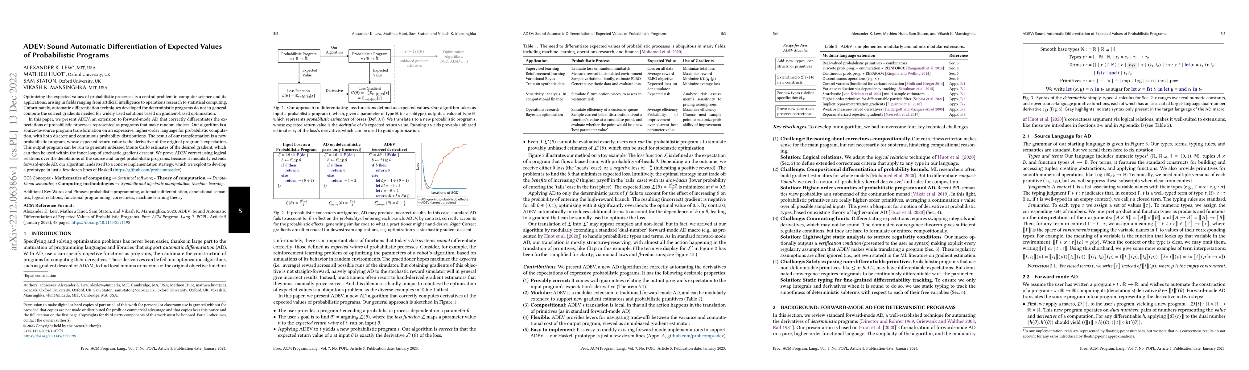 Thumbnail for ADEV: Sound Automatic Differentiation of Expected Values of
  Probabilistic Programs