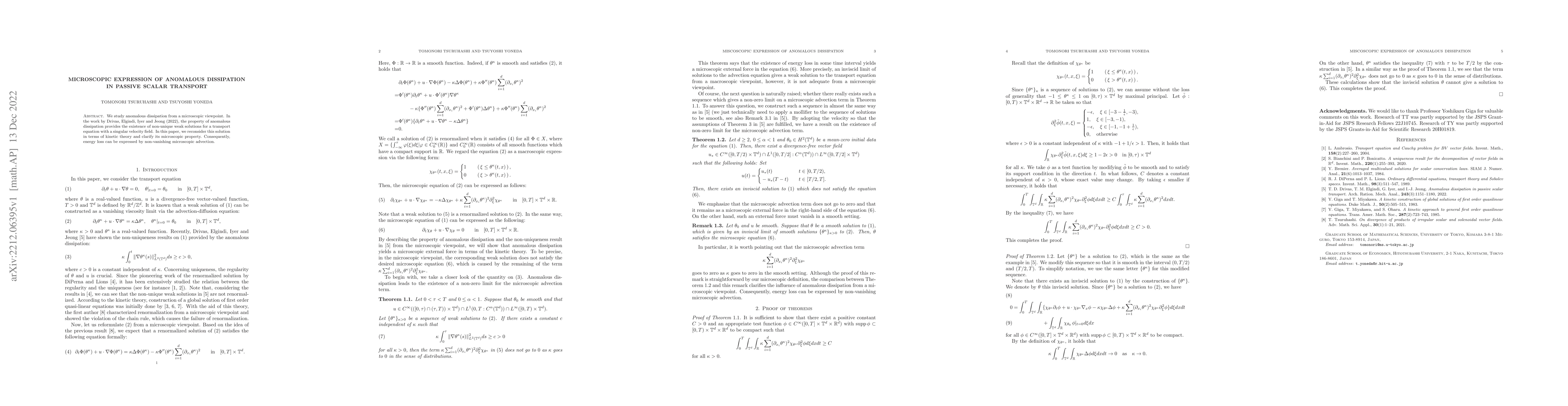 Thumbnail for Microscopic expression of anomalous dissipation in Passive scalar
  transport