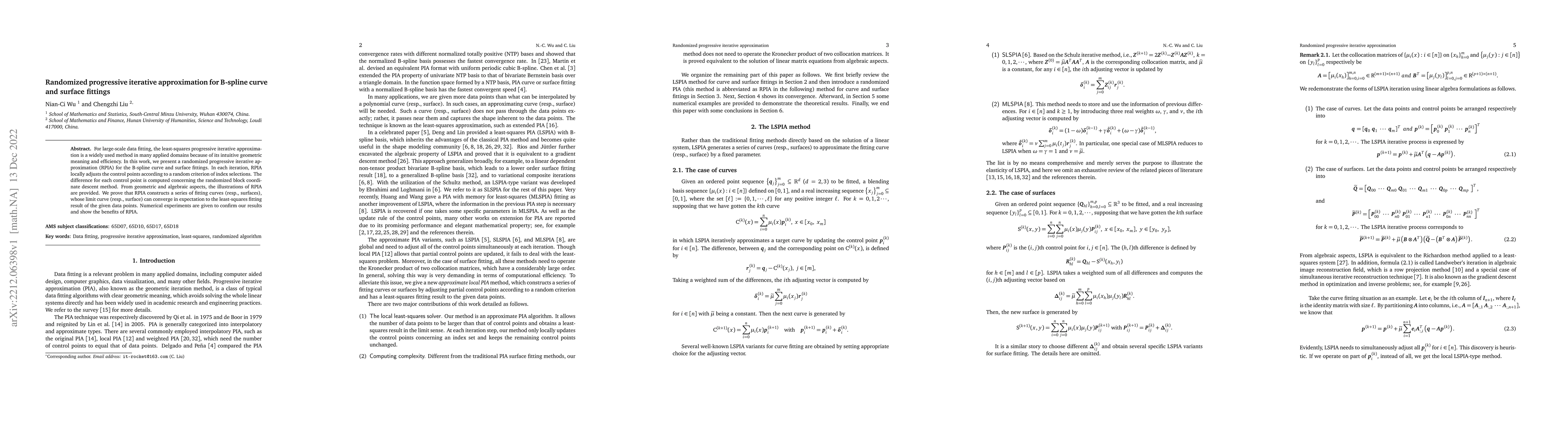 Thumbnail for Randomized progressive iterative approximation for B-spline curve and
  surface fittings