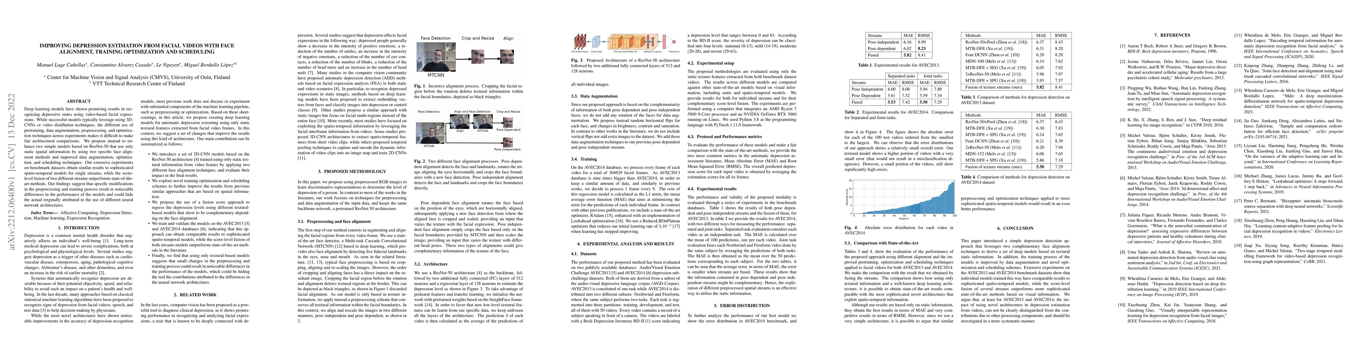 Thumbnail for Improving Depression estimation from facial videos with face alignment,
  training optimization and scheduling