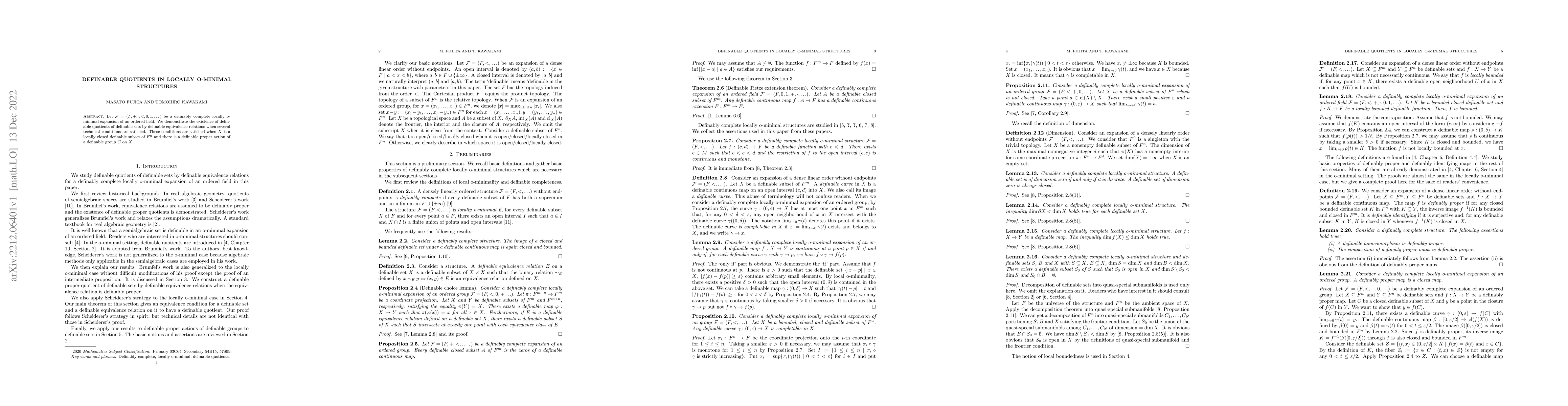Thumbnail for Definable quotients in locally o-minimal structures
