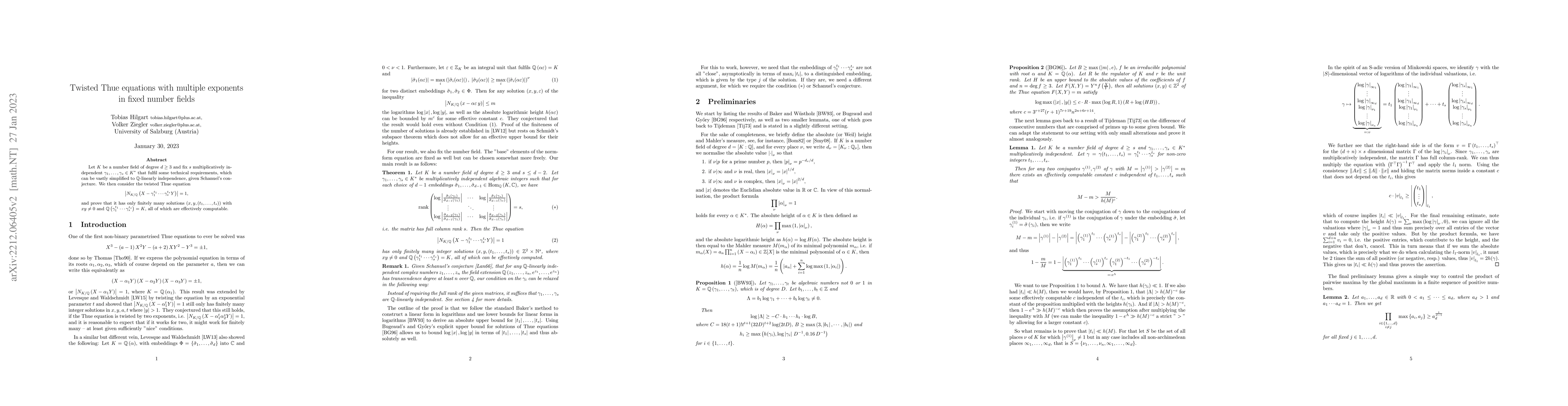 Thumbnail for Twisted Thue equations with multiple exponents in fixed number fields