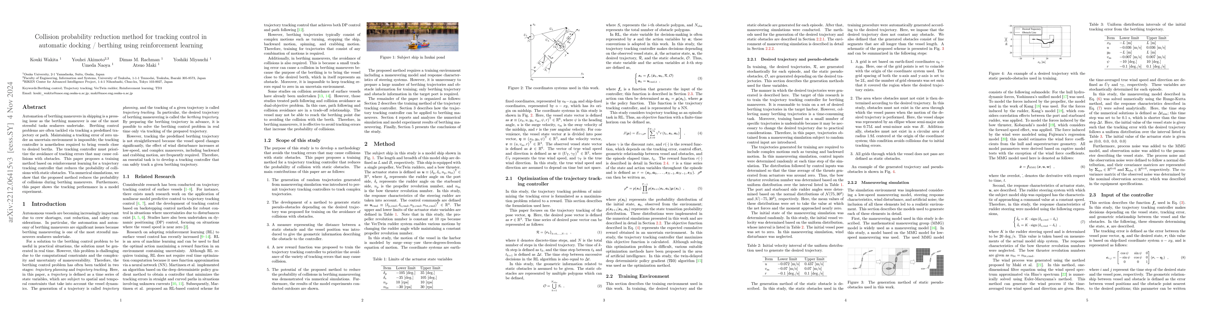 Thumbnail for Collision probability reduction method for tracking control in automatic
  docking / berthing using reinforcement learning