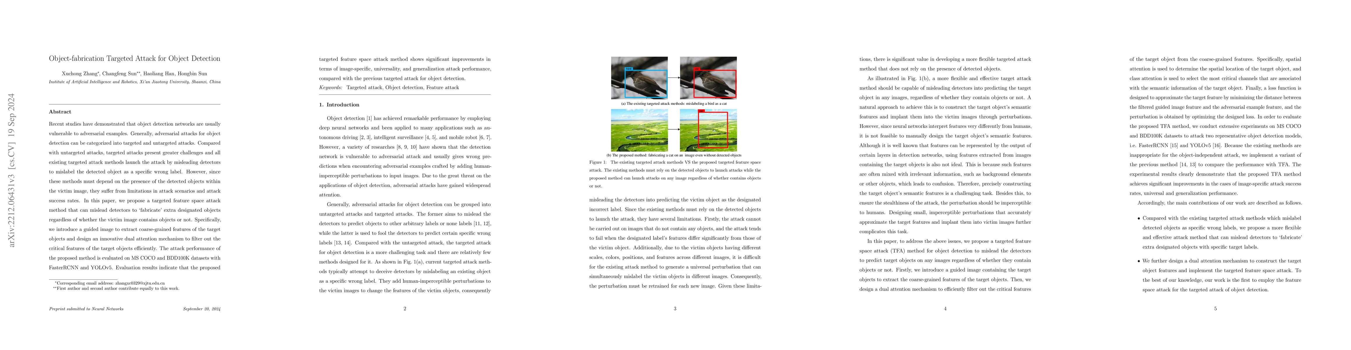 Thumbnail for Object-fabrication Targeted Attack for Object Detection