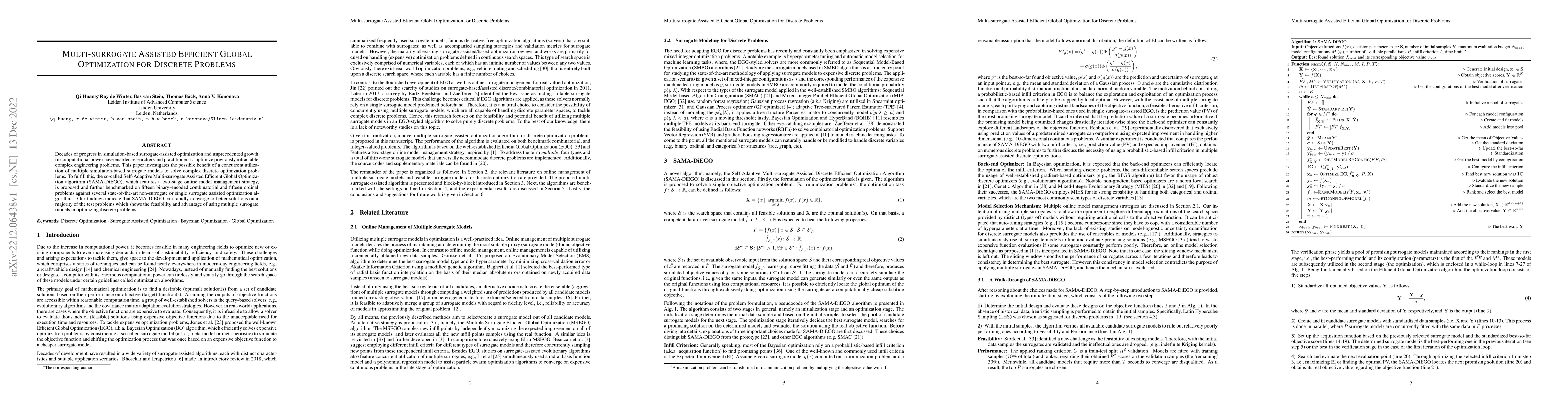 Thumbnail for Multi-surrogate Assisted Efficient Global Optimization for Discrete
  Problems
