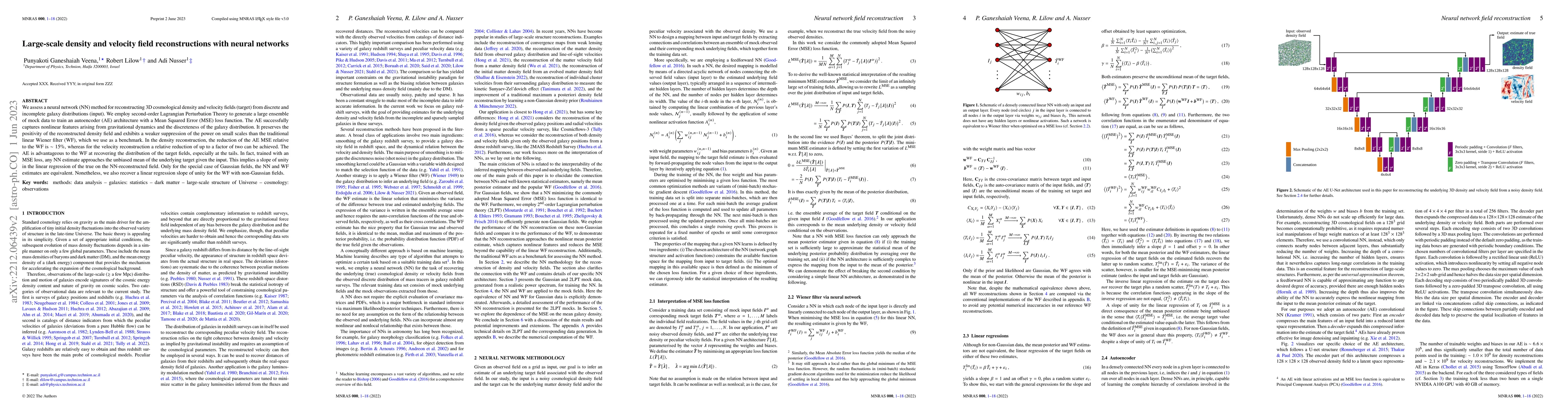 Thumbnail for Large-scale density and velocity field reconstructions with neural
  networks
