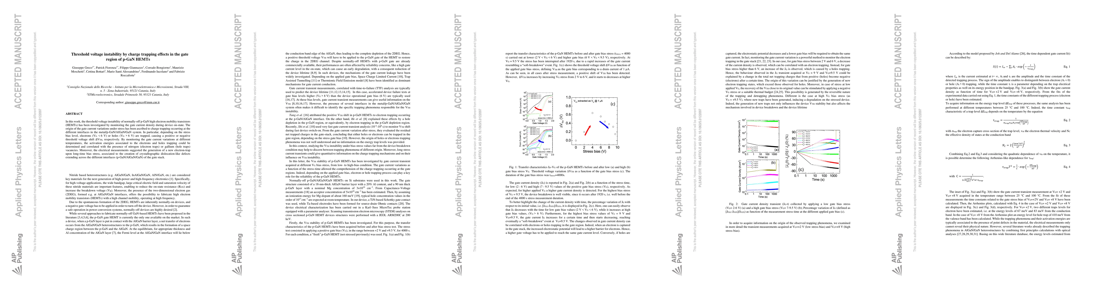 Thumbnail for Threshold voltage instability by charge trapping effects in the gate
  region of p-GaN HEMTs