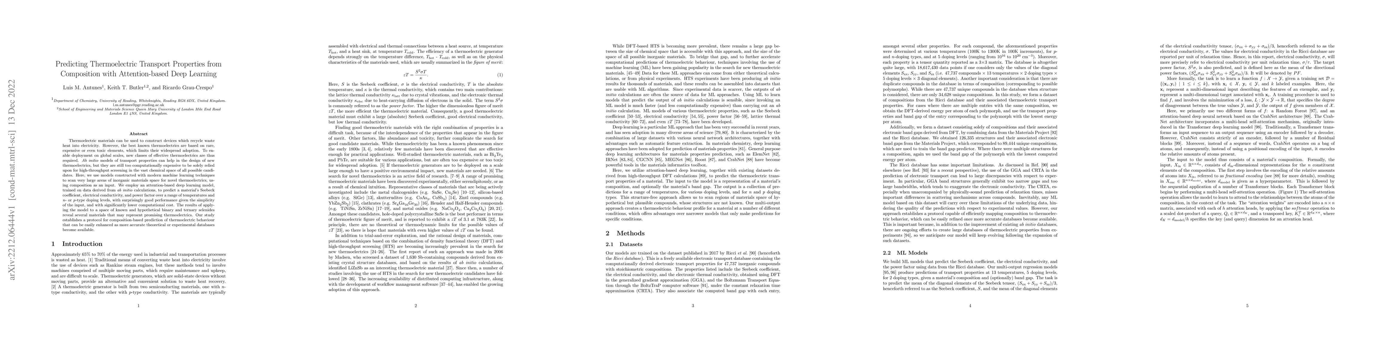 Thumbnail for Predicting Thermoelectric Transport Properties from Composition with
  Attention-based Deep Learning