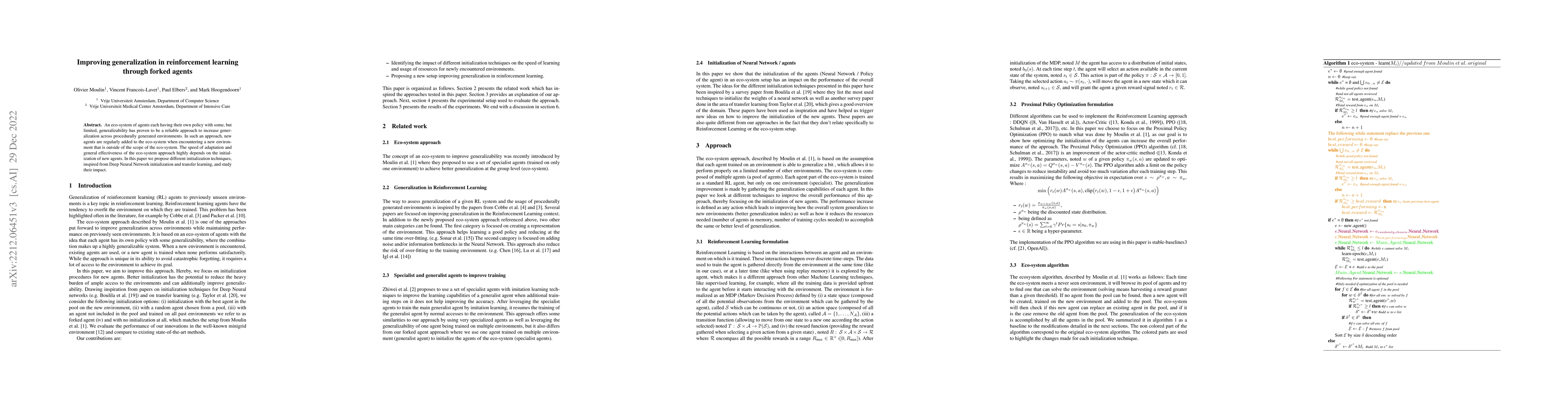 Thumbnail for Improving generalization in reinforcement learning through forked agents