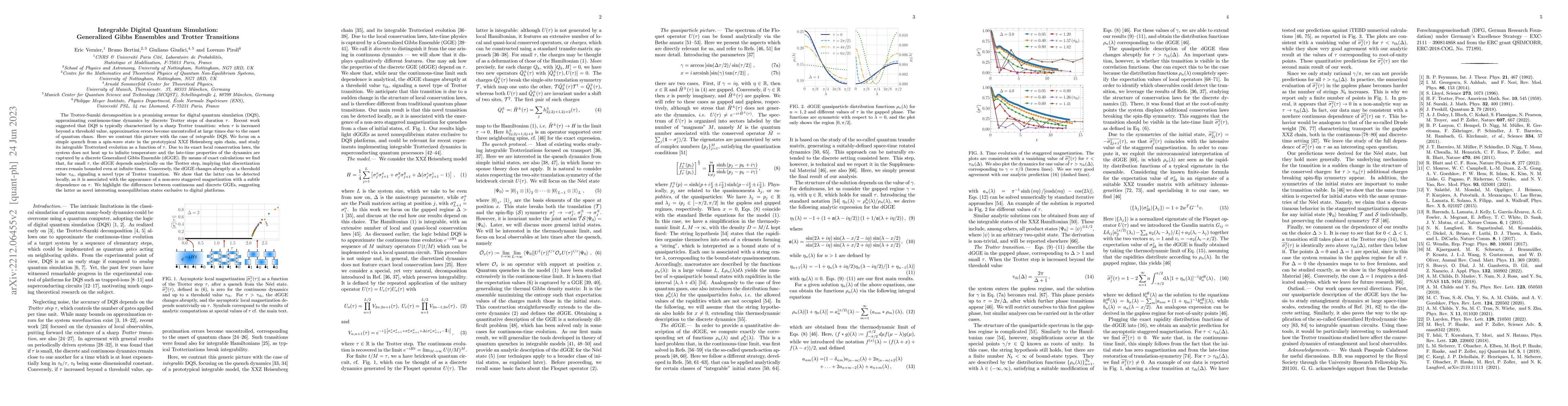 Thumbnail for Integrable Digital Quantum Simulation: Generalized Gibbs Ensembles and
  Trotter Transitions