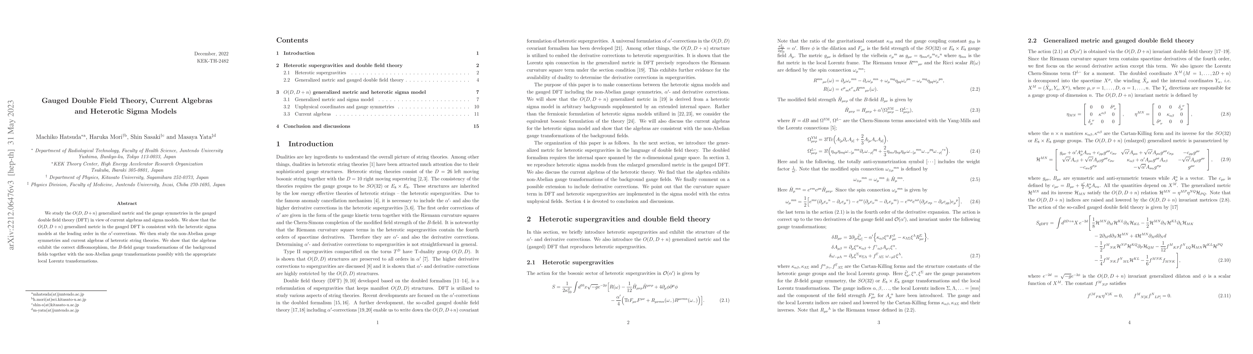 Thumbnail for Gauged Double Field Theory, Current Algebras and Heterotic Sigma Models