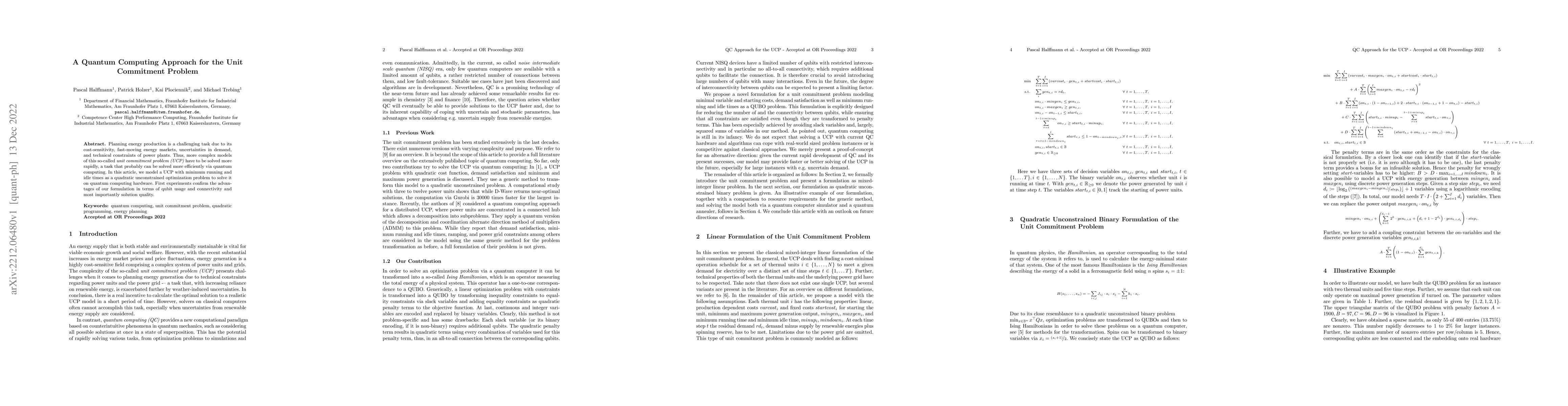 Thumbnail for A Quantum Computing Approach for the Unit Commitment Problem