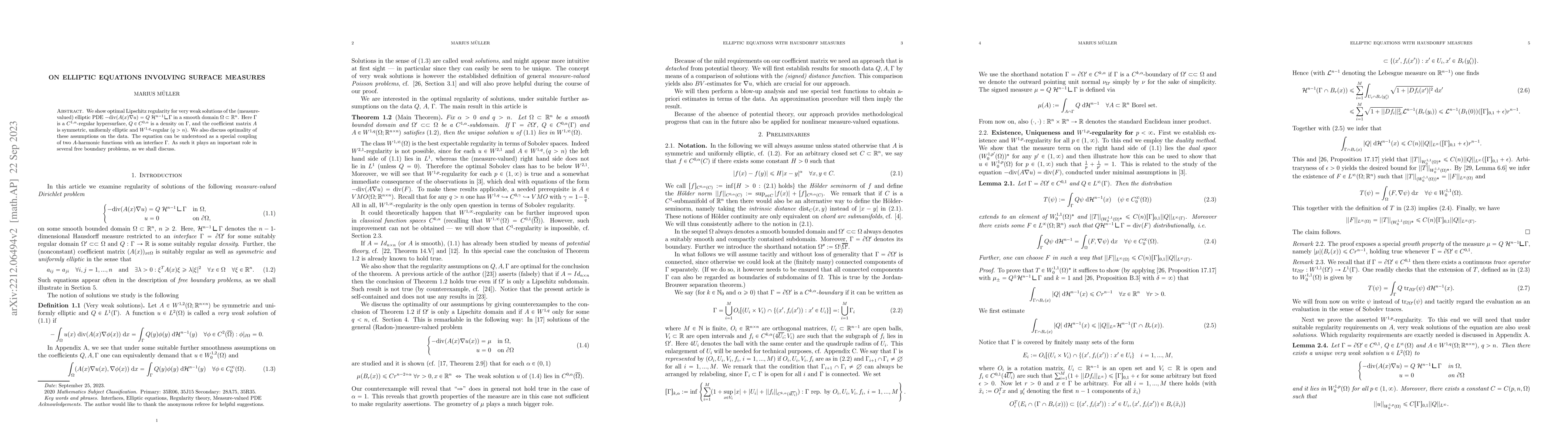 Thumbnail for On elliptic equations involving surface measures