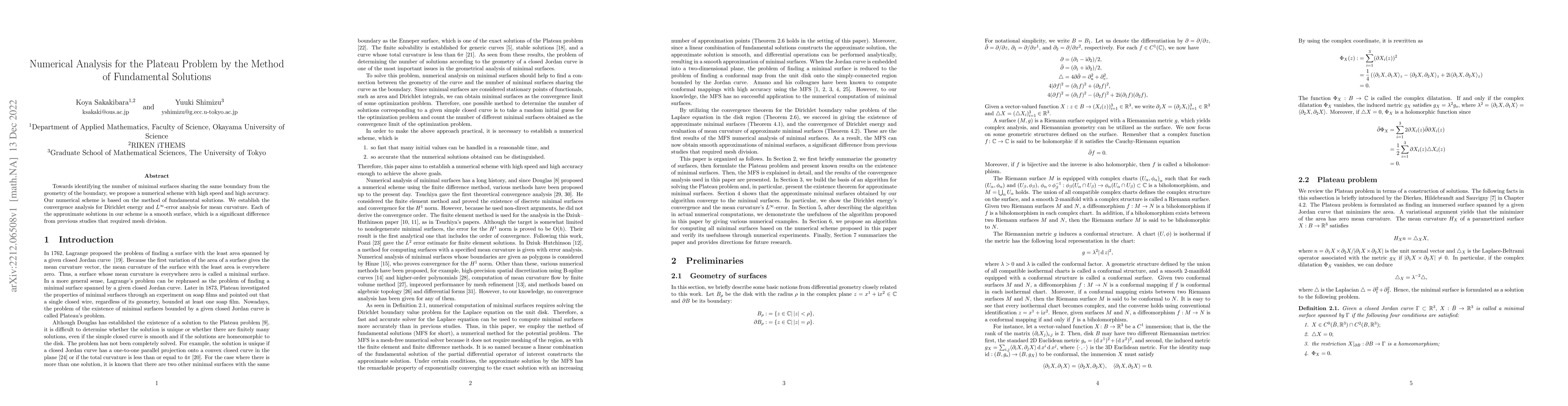Thumbnail for Numerical analysis for the Plateau problem by the method of fundamental
  solutions