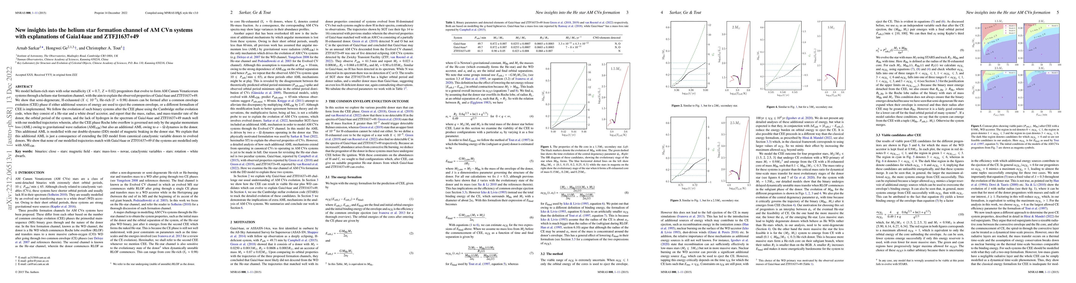 Thumbnail for New insights into the helium star formation channel of AM CVn systems
  with explanations of Gaia14aae and ZTFJ1637+49