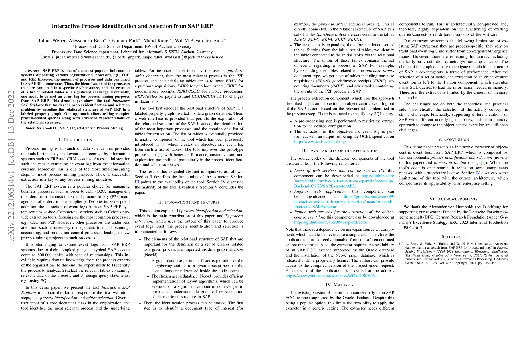 Thumbnail for Interactive Process Identification and Selection from SAP ERP