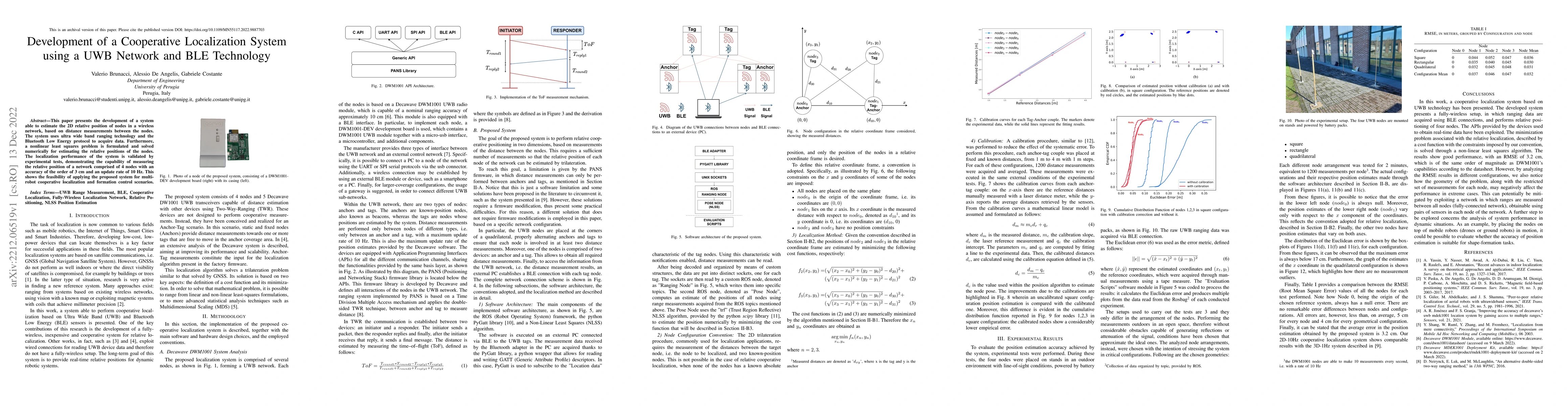 Thumbnail for Development of a Cooperative Localization System using a UWB Network and
  BLE Technology