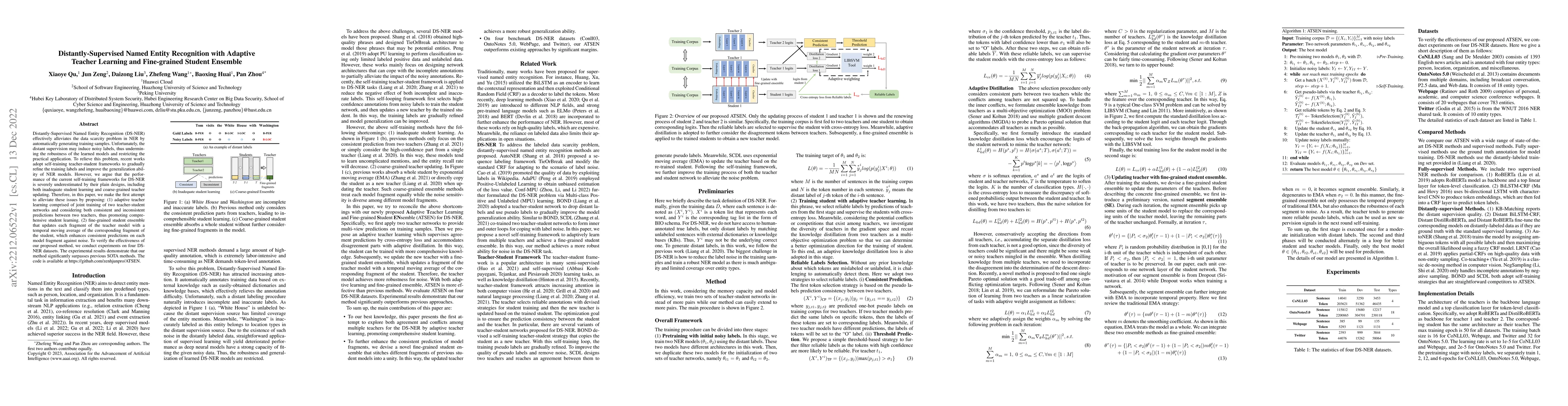 Thumbnail for Distantly-Supervised Named Entity Recognition with Adaptive Teacher
  Learning and Fine-grained Student Ensemble