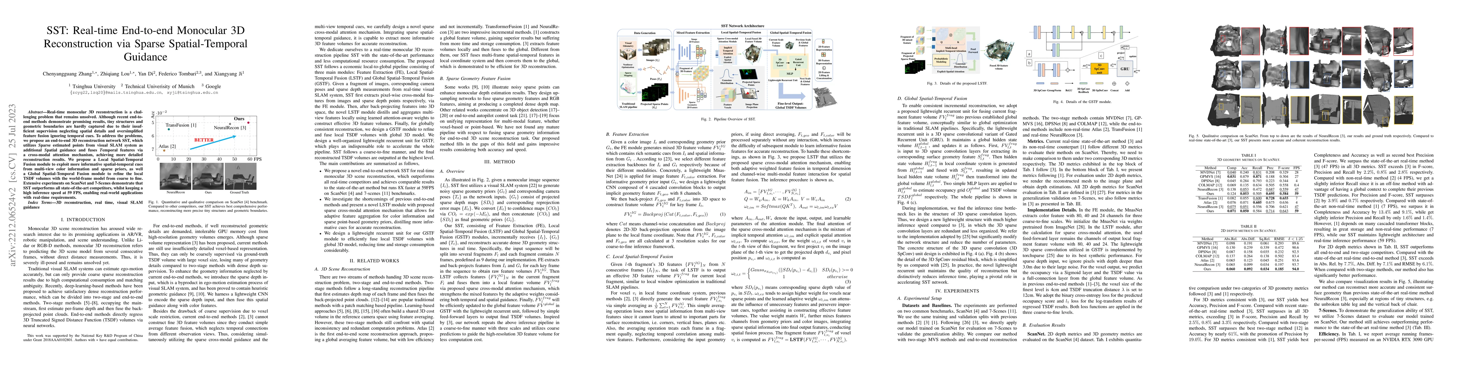 Thumbnail for SST: Real-time End-to-end Monocular 3D Reconstruction via Sparse
  Spatial-Temporal Guidance