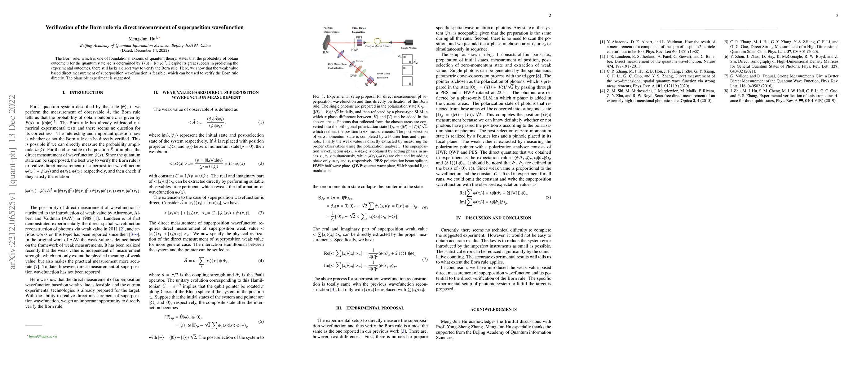 Thumbnail for Verification of the Born rule via direct measurement of superposition
  wavefunction