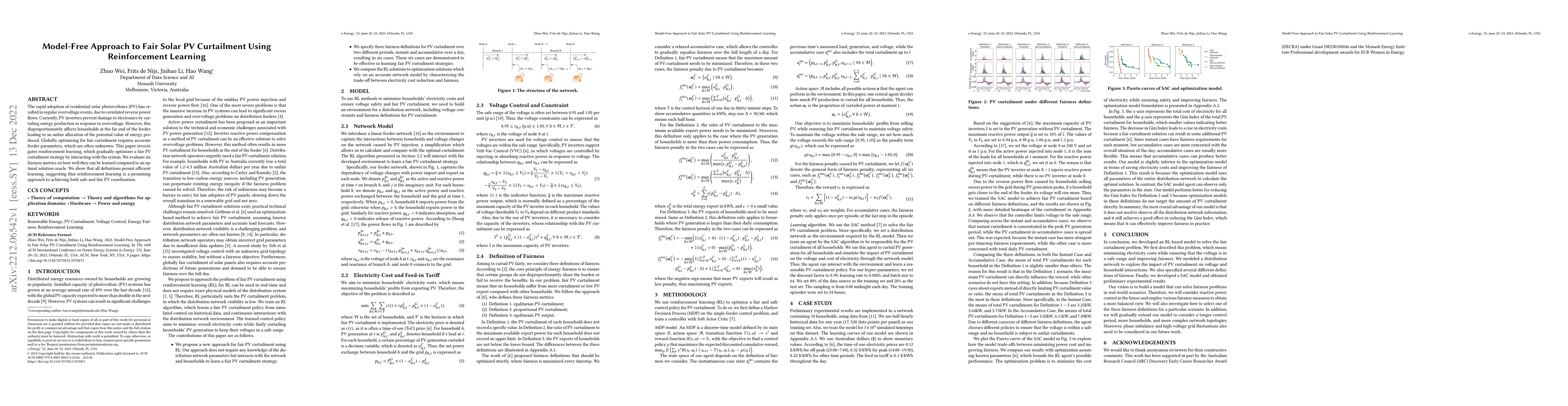 Thumbnail for Model-Free Approach to Fair Solar PV Curtailment Using Reinforcement
  Learning