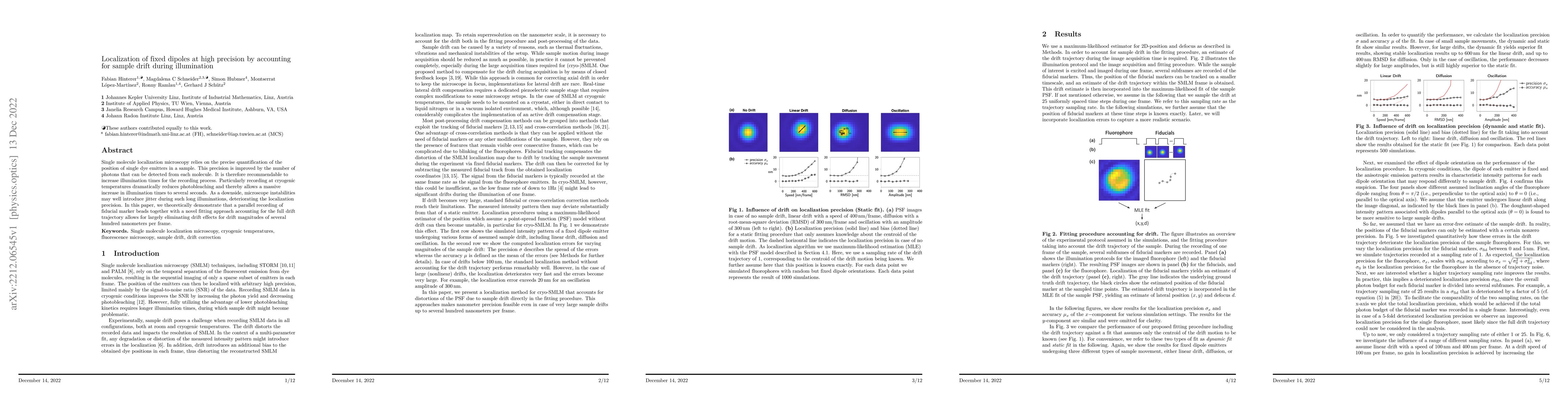 Thumbnail for Localization of fixed dipoles at high precision by accounting for sample
  drift during illumination