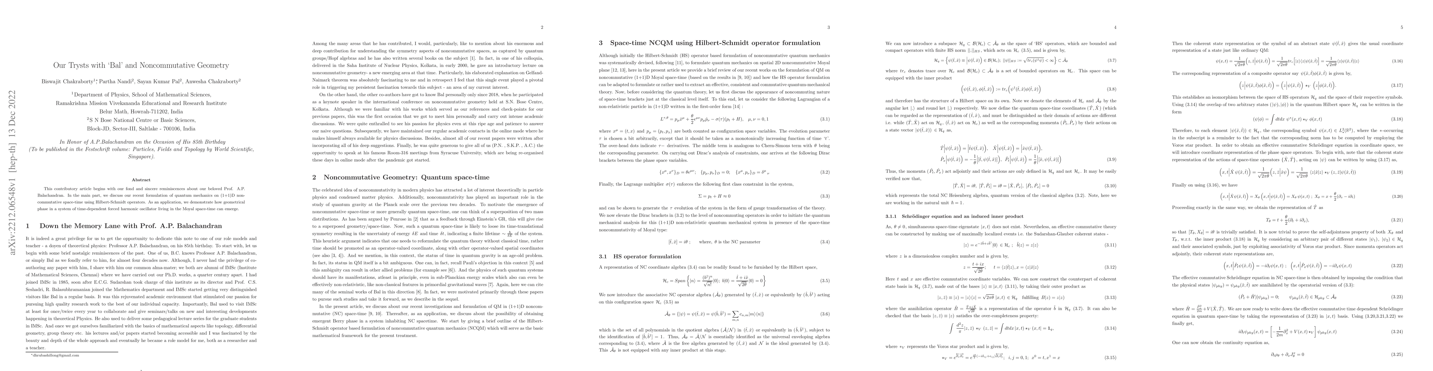 Thumbnail for Our Trysts with `Bal' and Noncommutative Geometry