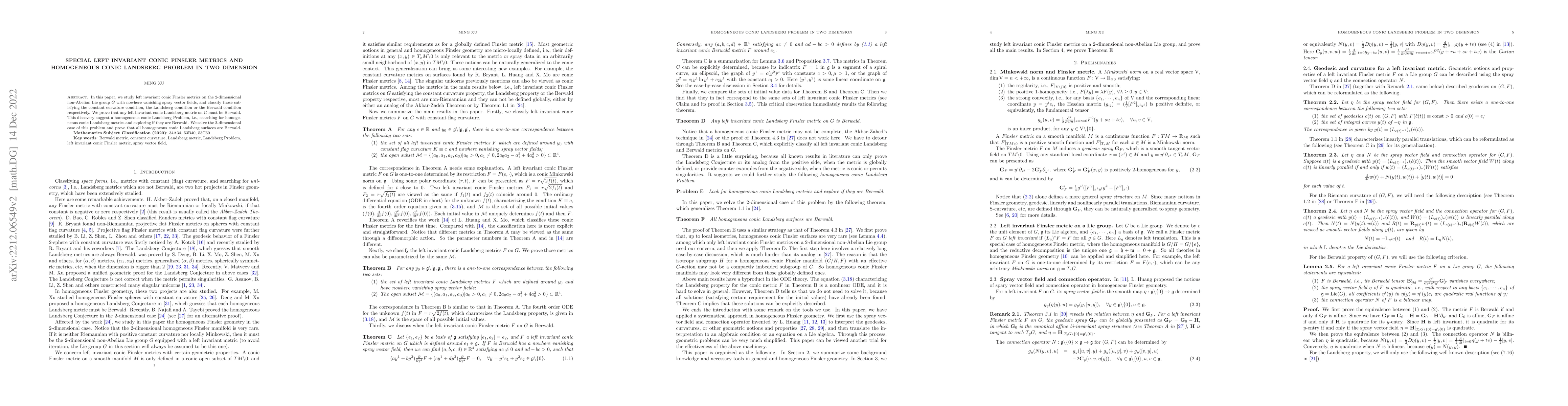 Thumbnail for Special left invariant conic Finsler metrics and homogeneous conic
  Landsberg Problem in two dimension