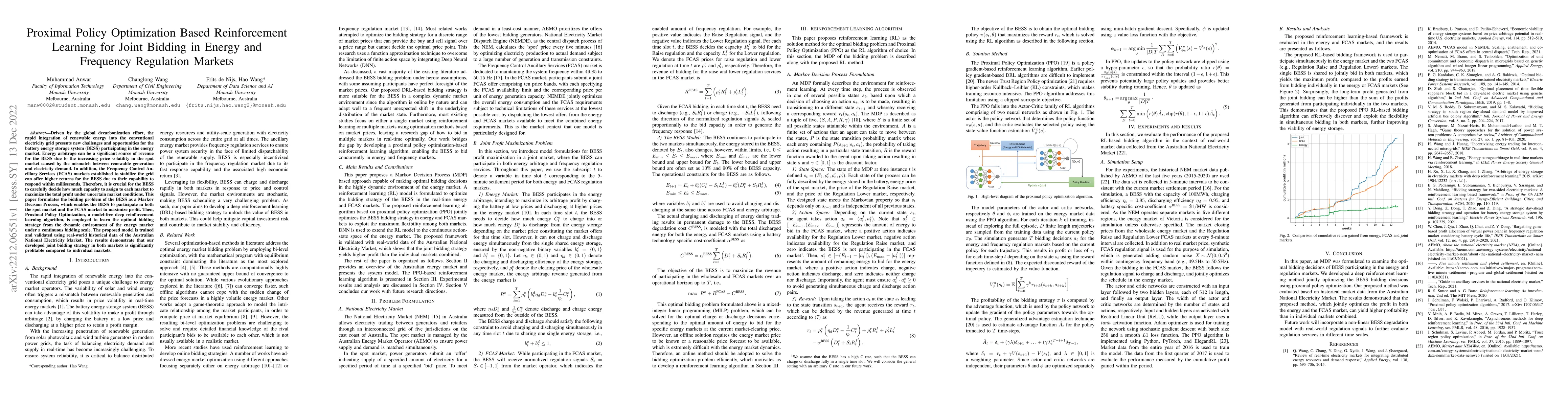 Thumbnail for Proximal Policy Optimization Based Reinforcement Learning for Joint
  Bidding in Energy and Frequency Regulation Markets