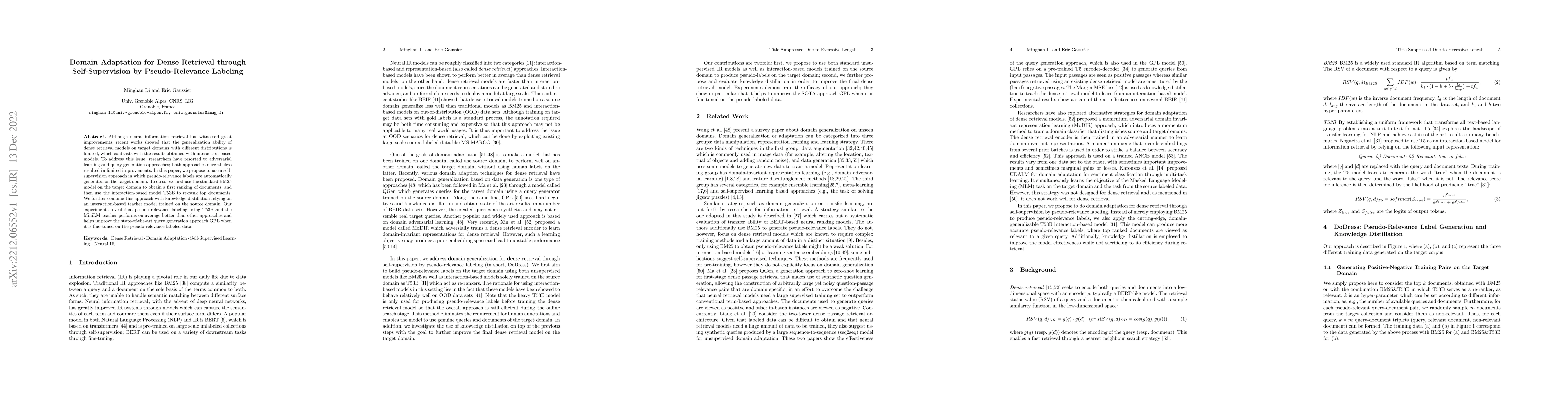 Thumbnail for Domain Adaptation for Dense Retrieval through Self-Supervision by
  Pseudo-Relevance Labeling