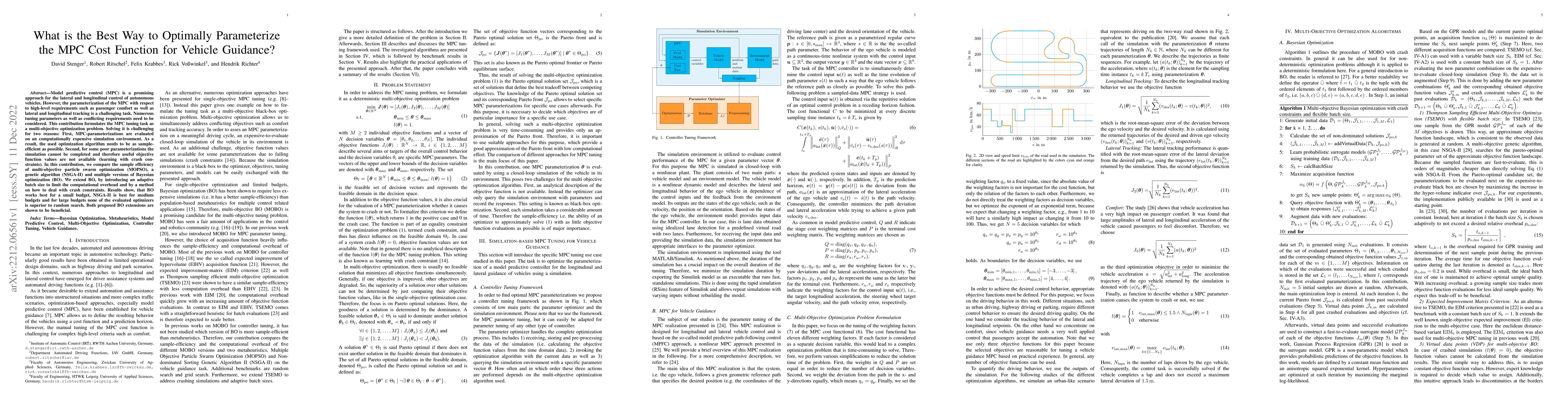 Thumbnail for What is the Best Way to Optimally Parameterize the MPC Cost Function for
  Vehicle Guidance?
