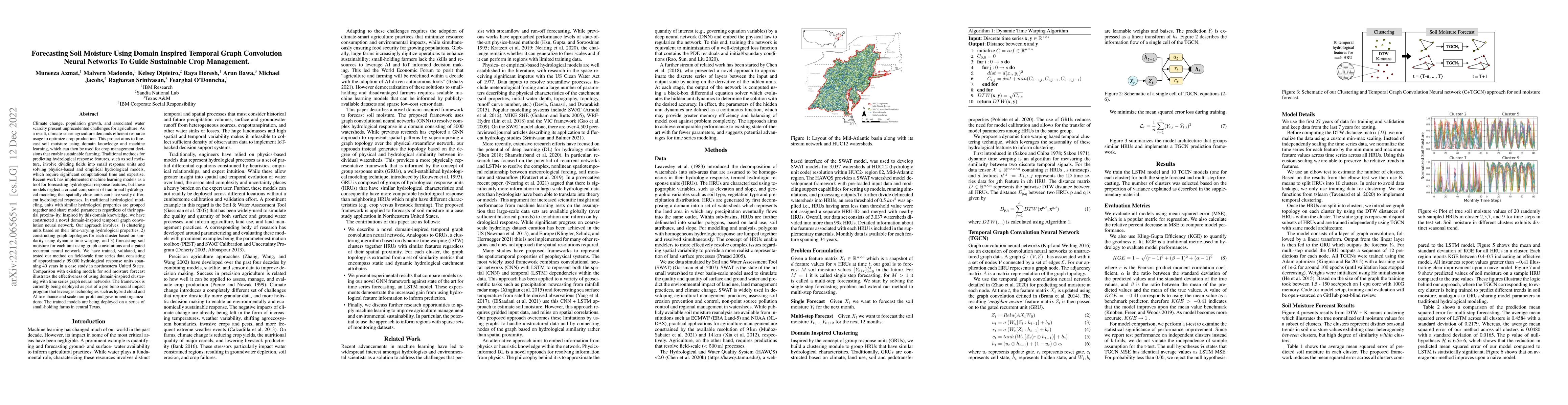 Thumbnail for Forecasting Soil Moisture Using Domain Inspired Temporal Graph
  Convolution Neural Networks To Guide Sustainable Crop Management