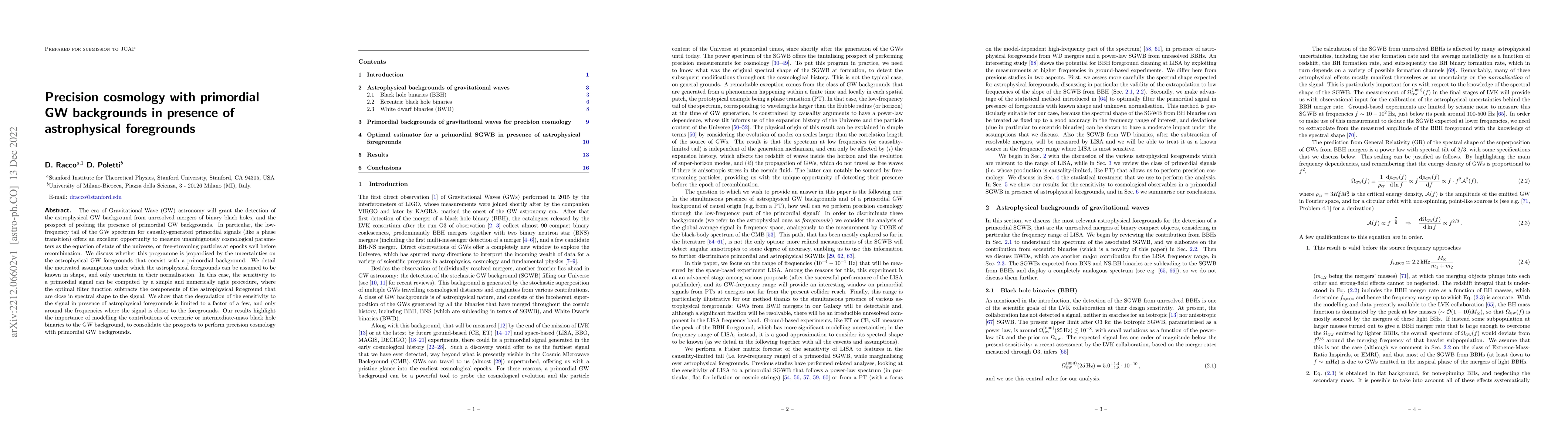 Thumbnail for Precision cosmology with primordial GW backgrounds in presence of
  astrophysical foregrounds