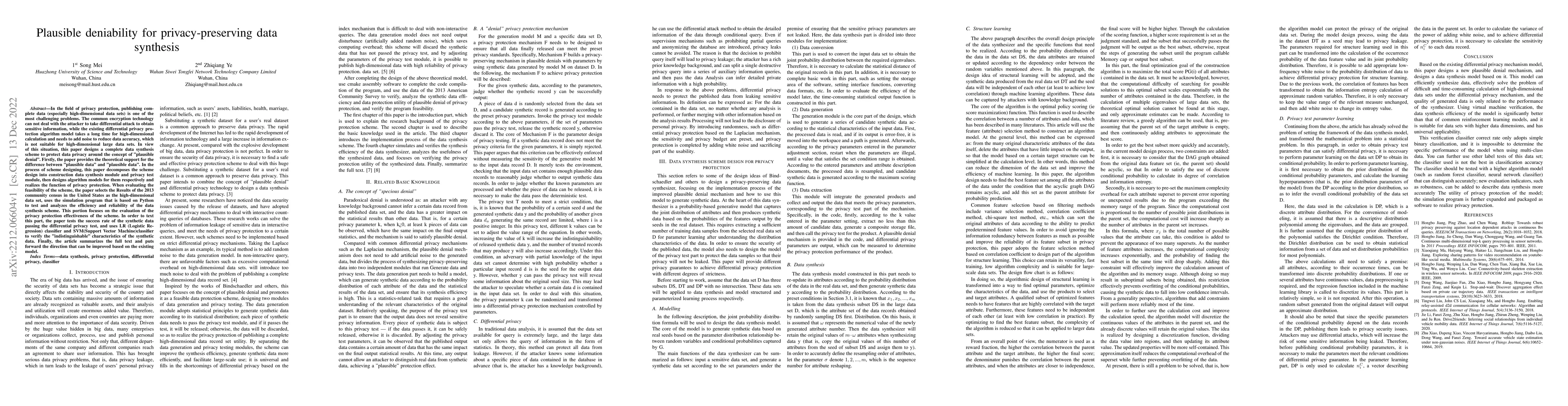 Thumbnail for Plausible deniability for privacy-preserving data synthesis