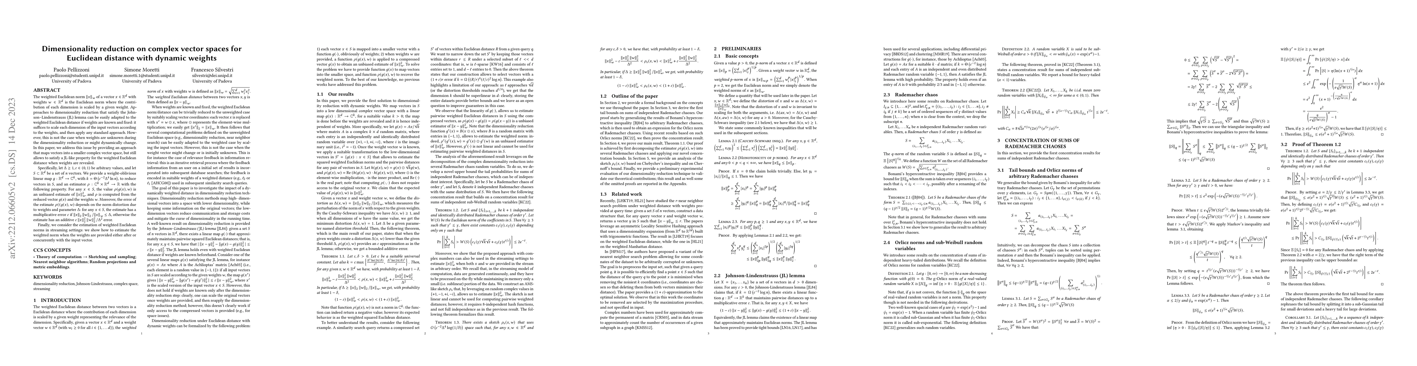 Thumbnail for Dimensionality reduction on complex vector spaces for Euclidean distance
  with dynamic weights