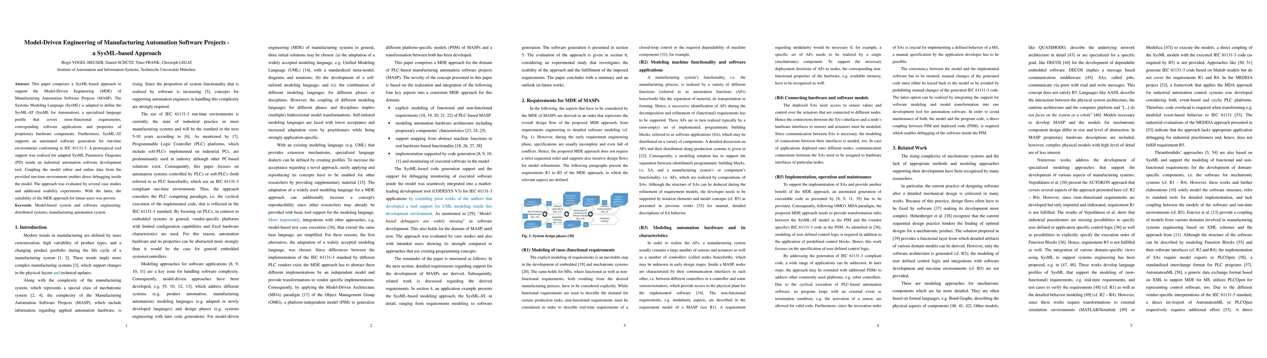 Thumbnail for Model-driven Engineering of Manufacturing Automation Software Projects
  -- A SysML-based Approach