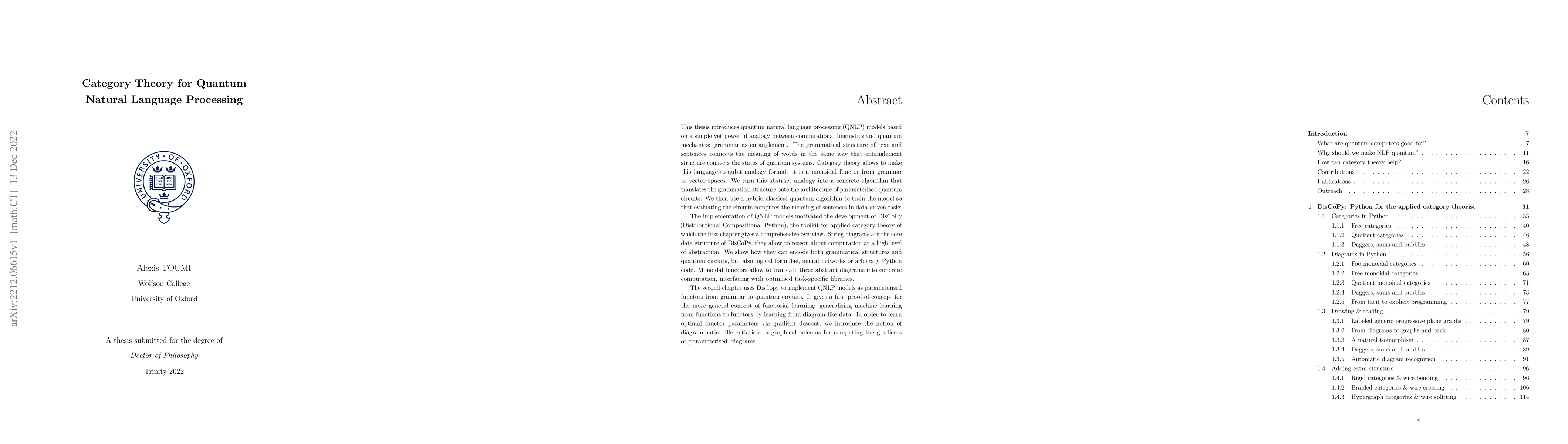 Thumbnail for Category Theory for Quantum Natural Language Processing