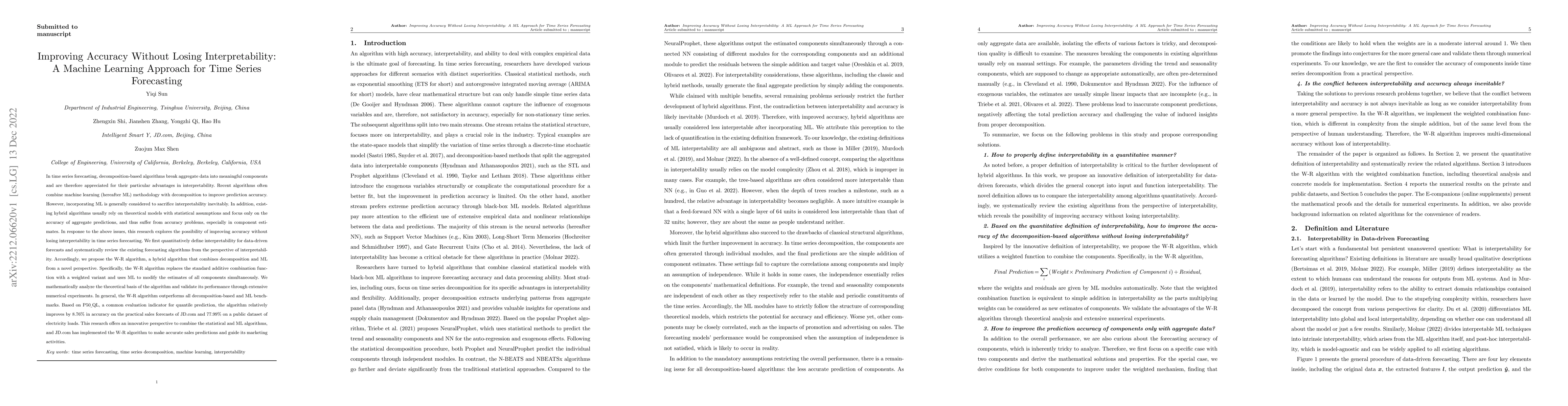 Thumbnail for Improving Accuracy Without Losing Interpretability: A ML Approach for
  Time Series Forecasting