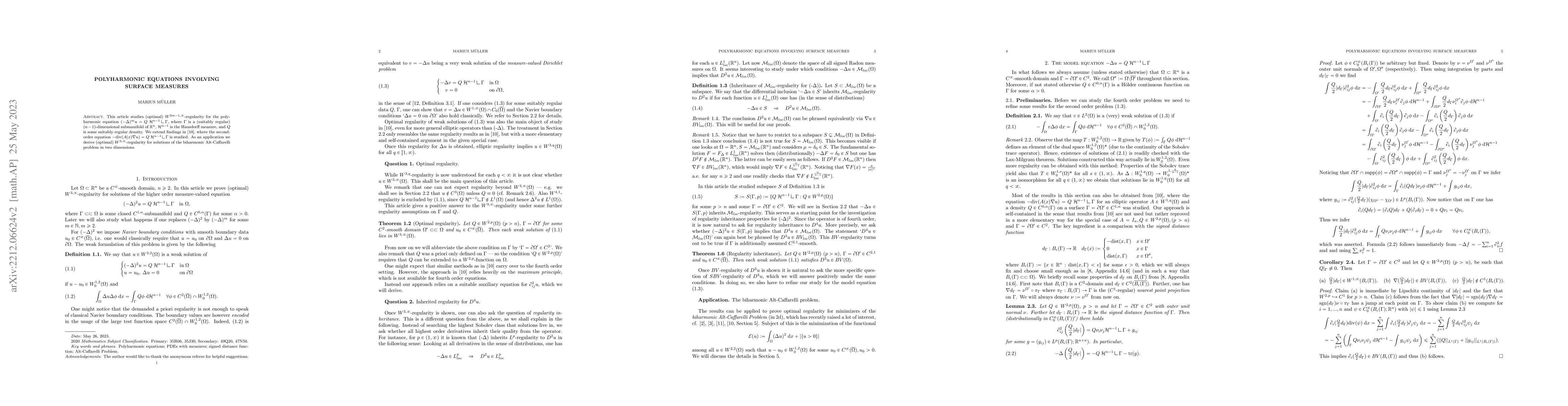 Thumbnail for Polyharmonic equations involving surface measures